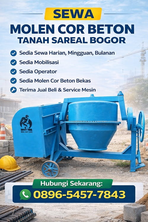 sewa molen cor beton tanah sareal bogor