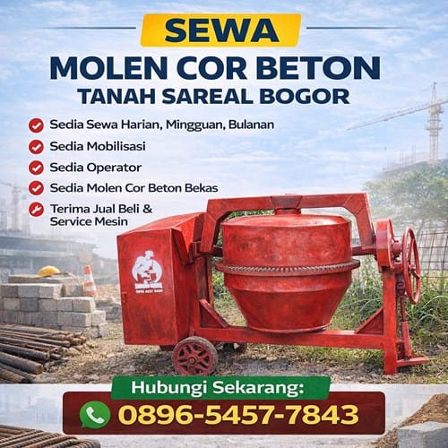 sewa molen cor beton tanah sareal bogor